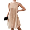 image:imageFloerns Womens Sequin Sleeveless Tank High Neck Bow Shiny Party DressChampagne