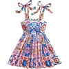 image:imageFloerns Womens Summer Floral Tie Shoulder Flare Hem Boho Mini DressPink Multi