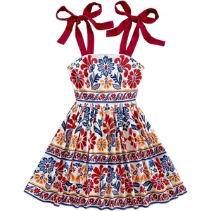 image:imageFloerns Womens Summer Floral Tie Shoulder Flare Hem Boho Mini DressBlue and Red