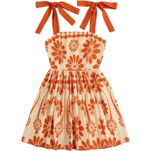 image:imageFloerns Womens Summer Floral Tie Shoulder Flare Hem Boho Mini DressOrange