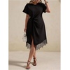 image:imageFloerns Women Plus Size Cocktail Twist Front Lace Asymmetrical Formal DressBlack Lace