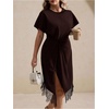 image:imageFloerns Women Plus Size Cocktail Twist Front Lace Asymmetrical Formal DressBrown Lace