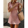 image:imageFloerns Women Summer Gingham Backless Bow Tie Casual Vacation Mini DressesBrown Plaid