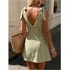 image:imageFloerns Women Summer Gingham Backless Bow Tie Casual Vacation Mini DressesGreen Plaid