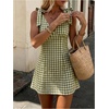 image:imageFloerns Women Summer Gingham Backless Bow Tie Casual Vacation Mini DressesGreen Plaid