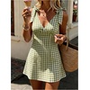 image:imageFloerns Women Summer Gingham Backless Bow Tie Casual Vacation Mini DressesGreen Plaid