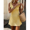 image:imageFloerns Women Summer Gingham Backless Bow Tie Casual Vacation Mini DressesYellow Plaid