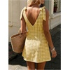 image:imageFloerns Women Summer Gingham Backless Bow Tie Casual Vacation Mini DressesYellow Plaid