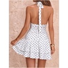 image:imageFloerns Womens Deep V Neck Halter Mini Dresses Asymmetrical Layered DressMulticoloured