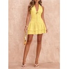image:imageFloerns Womens Deep V Neck Halter Mini Dresses Asymmetrical Layered DressYellow