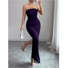 image:imageFloerns Womens Elegant Tube Maxi Dress Strapless Split Hem Bodycon Cocktail Formal DressesPurple