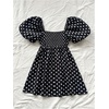 image:imageFloerns Womens Floral Dress Puff Sleeve Square Neck Mini DressesBlack Polka Dots