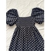 image:imageFloerns Womens Floral Dress Puff Sleeve Square Neck Mini DressesBlack Polka Dots