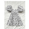 image:imageFloerns Womens Floral Dress Puff Sleeve Square Neck Mini DressesBlack and White