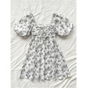 image:imageFloerns Womens Floral Dress Puff Sleeve Square Neck Mini DressesBlack and White
