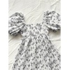 image:imageFloerns Womens Floral Dress Puff Sleeve Square Neck Mini DressesBlack and White