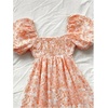 image:imageFloerns Womens Floral Dress Puff Sleeve Square Neck Mini DressesOrange