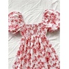 image:imageFloerns Womens Floral Dress Puff Sleeve Square Neck Mini DressesRed and White