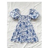 image:imageFloerns Womens Floral Dress Puff Sleeve Square Neck Mini DressesRoyal Blue