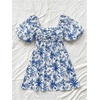 image:imageFloerns Womens Floral Dress Puff Sleeve Square Neck Mini DressesRoyal Blue
