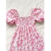 image:imageFloerns Womens Floral Dress Puff Sleeve Square Neck Mini DressesWatermelon Pink