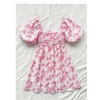 image:imageFloerns Womens Floral Dress Puff Sleeve Square Neck Mini DressesWatermelon Pink