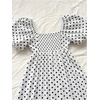 image:imageFloerns Womens Floral Dress Puff Sleeve Square Neck Mini DressesWhite Polka Dots