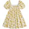 image:imageFloerns Womens Floral Dress Puff Sleeve Square Neck Mini DressesYellow