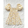 image:imageFloerns Womens Floral Dress Puff Sleeve Square Neck Mini DressesYellow and White