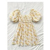 image:imageFloerns Womens Floral Dress Puff Sleeve Square Neck Mini DressesYellow and White