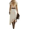 image:imageFloerns Womens Floral Lace Asymmetrical V Notched Western Long DressesWhite