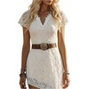 image:imageFloerns Womens Floral Lace Asymmetrical V Notched Western Long DressesWhite