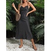 image:imageFloerns Womens Leopard Print Draped Collar Spaghetti Strap Cami Long DressBlack Polka Dots