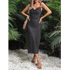 image:imageFloerns Womens Leopard Print Draped Collar Spaghetti Strap Cami Long DressBlack Polka Dots