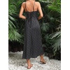 image:imageFloerns Womens Leopard Print Draped Collar Spaghetti Strap Cami Long DressBlack Polka Dots