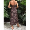image:imageFloerns Womens Leopard Print Draped Collar Spaghetti Strap Cami Long DressBrown Cheetah
