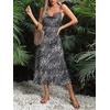 image:imageFloerns Womens Leopard Print Draped Collar Spaghetti Strap Cami Long DressGrey Cheetah