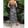 image:imageFloerns Womens Leopard Print Draped Collar Spaghetti Strap Cami Long DressGrey Cheetah