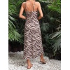 image:imageFloerns Womens Leopard Print Draped Collar Spaghetti Strap Cami Long DressZebra
