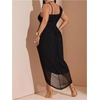 image:imageFloerns Womens Plus Size Asymmetrical Long Dress Ruched Sleeveless Bodycon Birthday Party DressesBlack