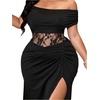 image:imageFloerns Womens Plus Size Lace Dress Off The Shoulder Bodycon Midi DressesBlack