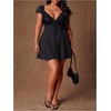 image:imageFloerns Womens Plus Size Lace Mini Dress Sweetheart Neck A Line DressesBlack White Polka Dots