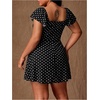 image:imageFloerns Womens Plus Size Lace Mini Dress Sweetheart Neck A Line DressesBlack White Polka Dots