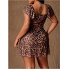 image:imageFloerns Womens Plus Size Lace Mini Dress Sweetheart Neck A Line DressesCoffee Brown