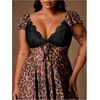 image:imageFloerns Womens Plus Size Lace Mini Dress Sweetheart Neck A Line DressesCoffee Brown