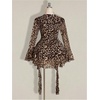 image:imageFloerns Womens Plus Size Leopard Ruffle Mini Dress Y2K Going Out DressesBrown