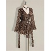 image:imageFloerns Womens Plus Size Leopard Ruffle Mini Dress Y2K Going Out DressesBrown