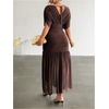 image:imageFloerns Womens Plus Size Ruched Long Dress Elegant Mesh Formal Party DressCoffee Brown