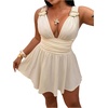 image:imageFloerns Womens Plus Size V Neck Summer Dresses Sleeveless Ruched A Line Formal Wedding Guest DressesApricot