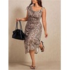 image:imageFloerns Womens Plus Size Zebra Print Midi Dress Ruched Draped Party DressZebra